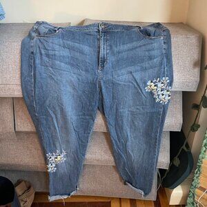 J.Jill Weekender Straight Leg Jeans - Floral Pattern, Size 22